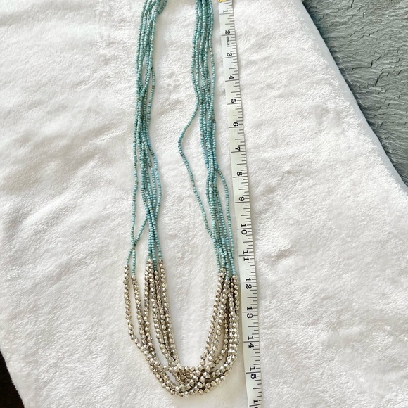Pewter and Sky Matte Blue Beaded Multi String Necklace - Picture 5 of 5